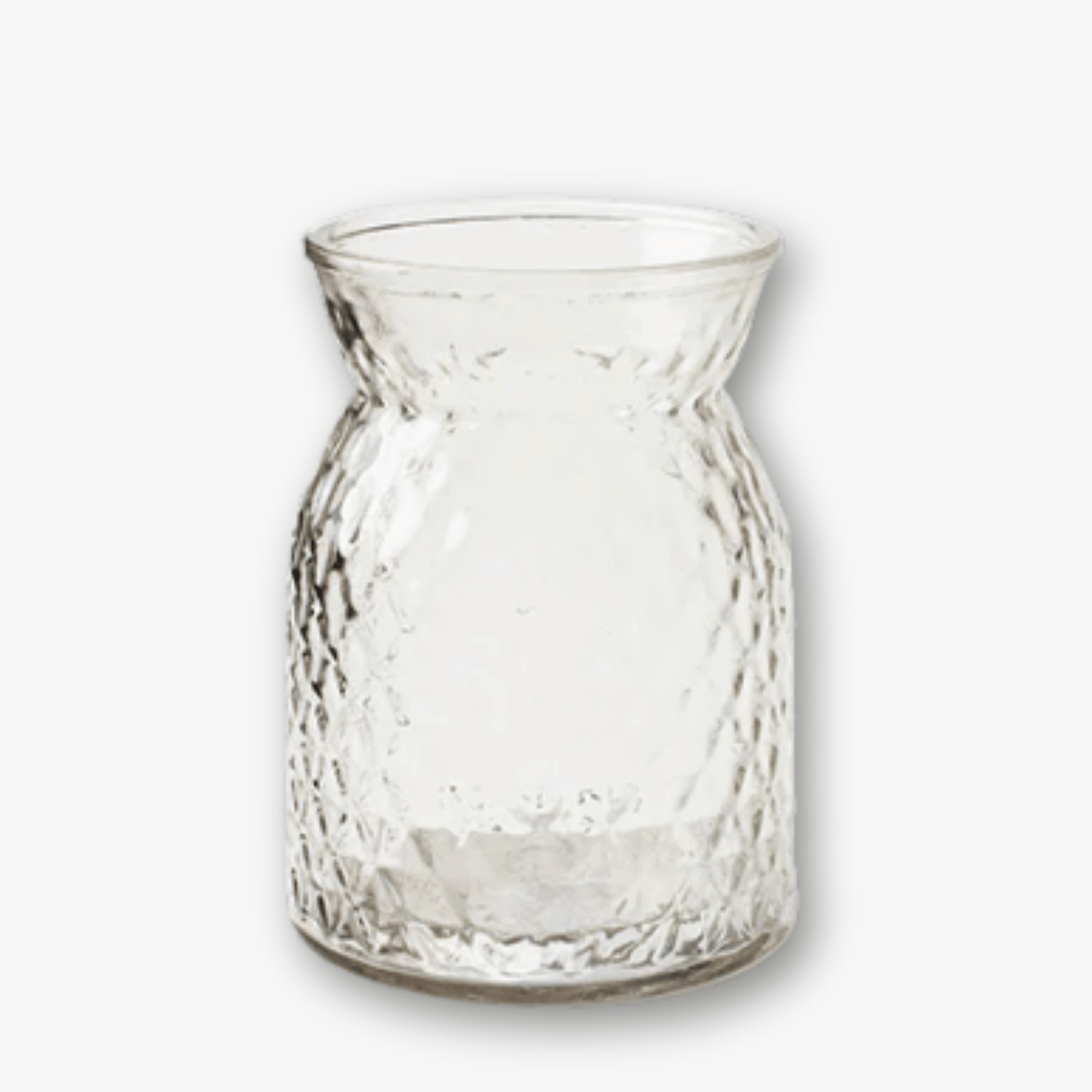 Vase Glas - Bauchig Facette Klar h16