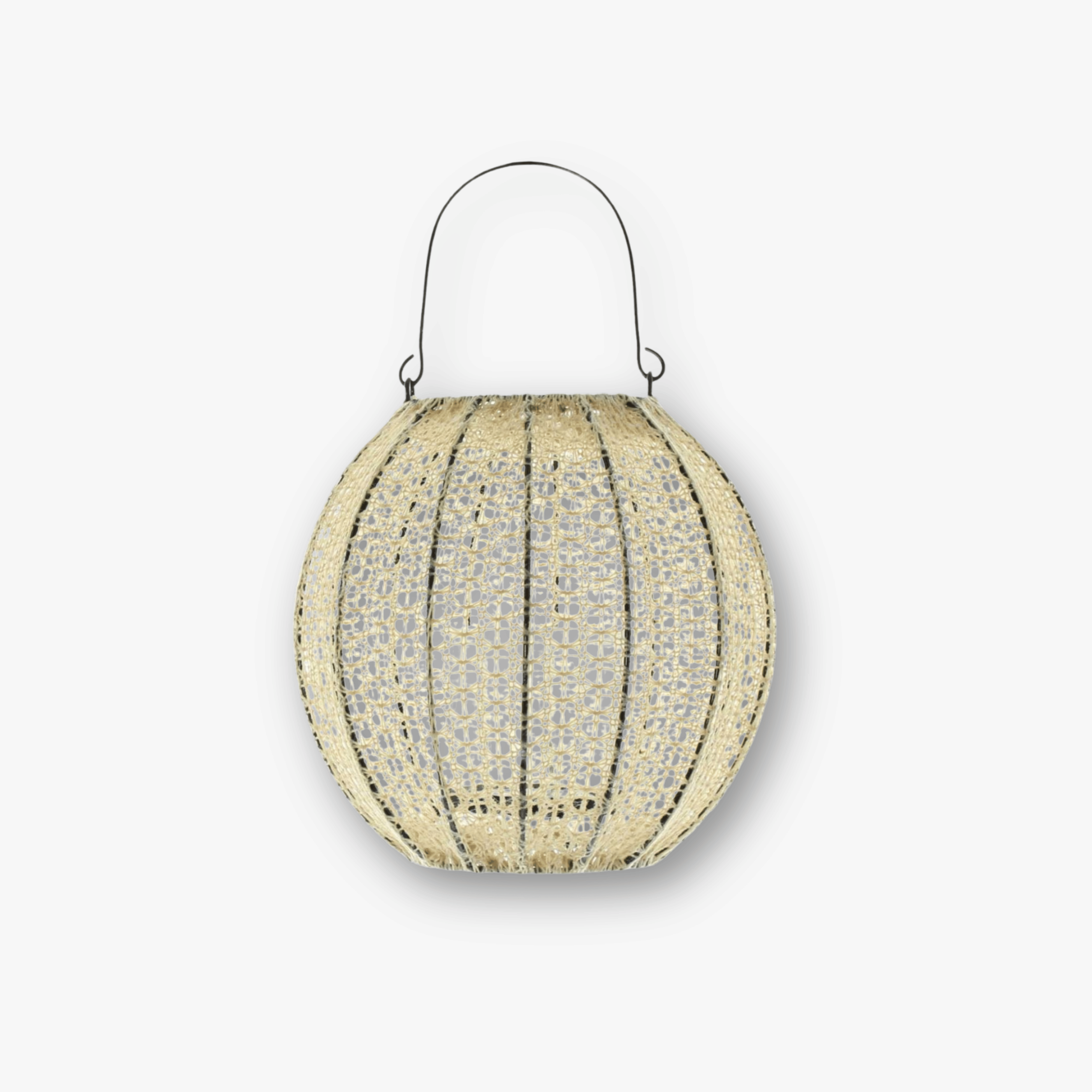 Windlicht Laterne Boho - Stoff Weiß