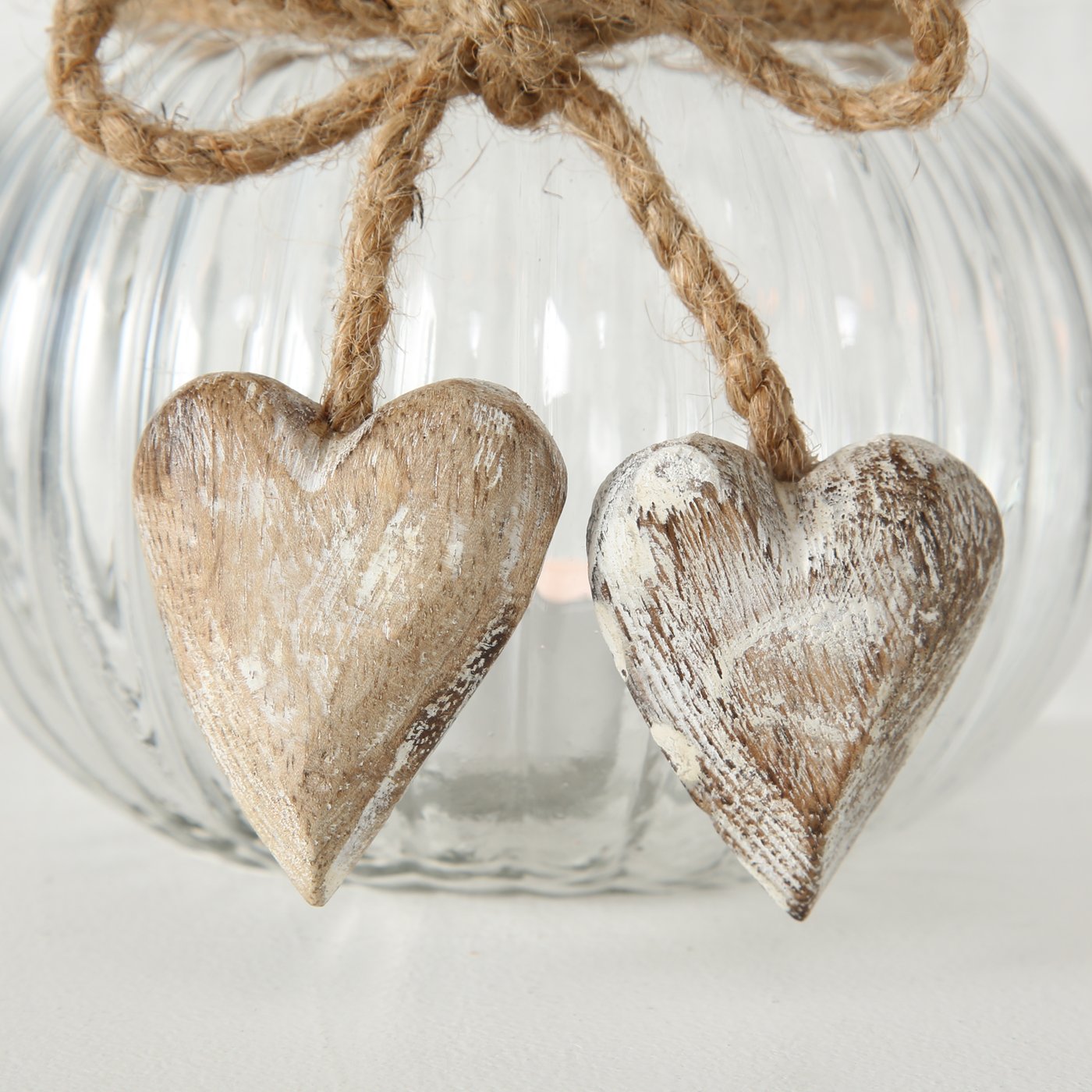 Windlicht Glas - Holzherz