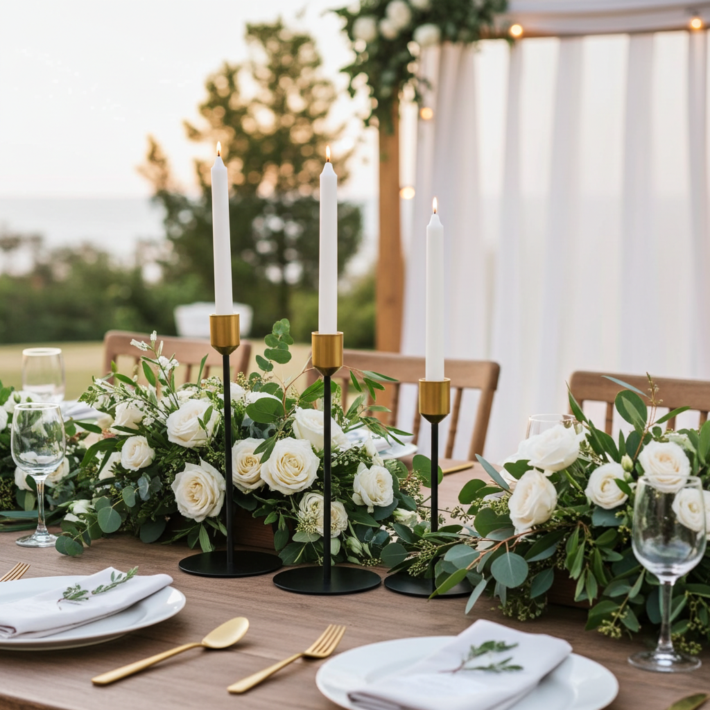 Kerzenständer Set Metall - Gold-Schwarz (3-teilig)