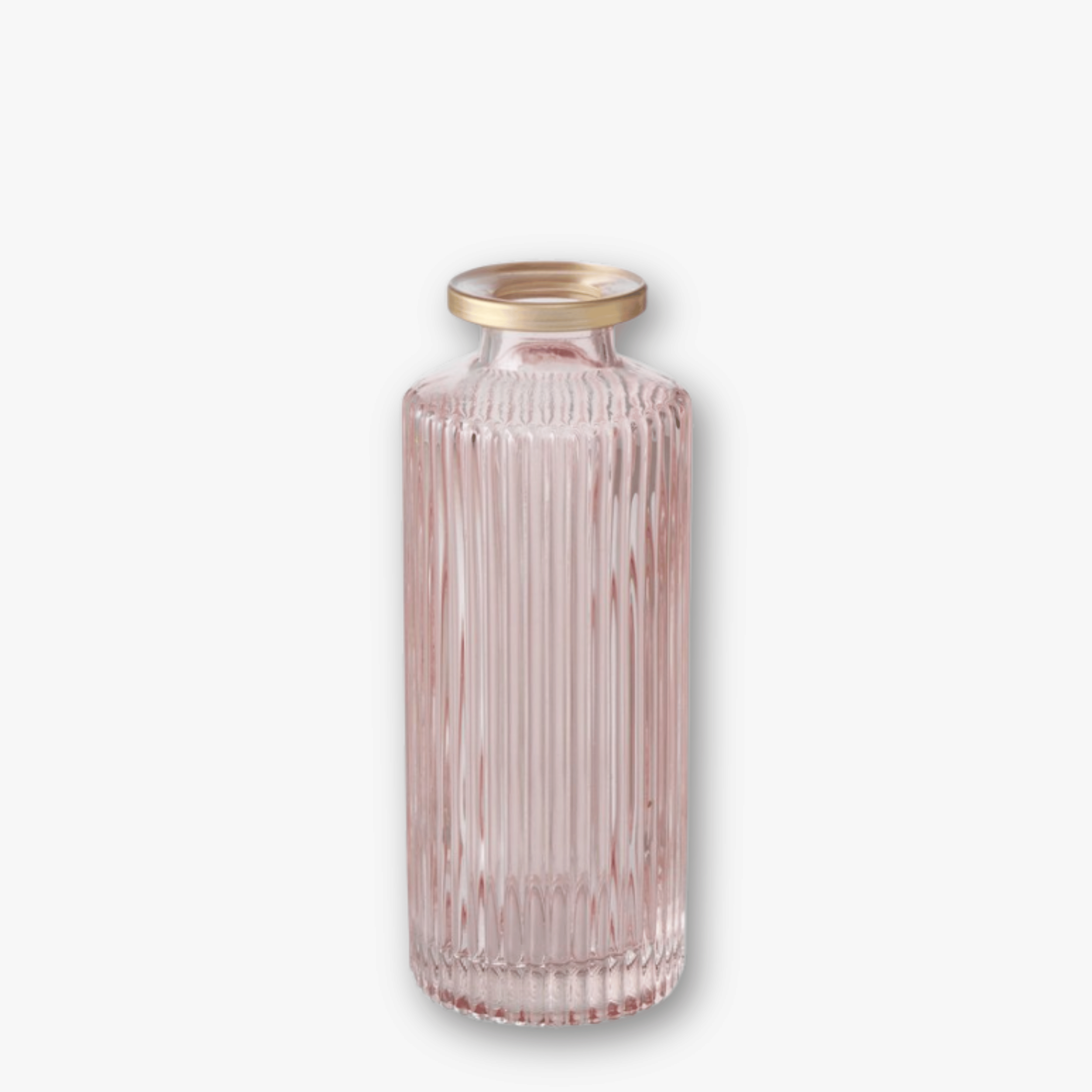 Flaschenvasen 3er Set - Struktur Mix Goldrand Rosé h13