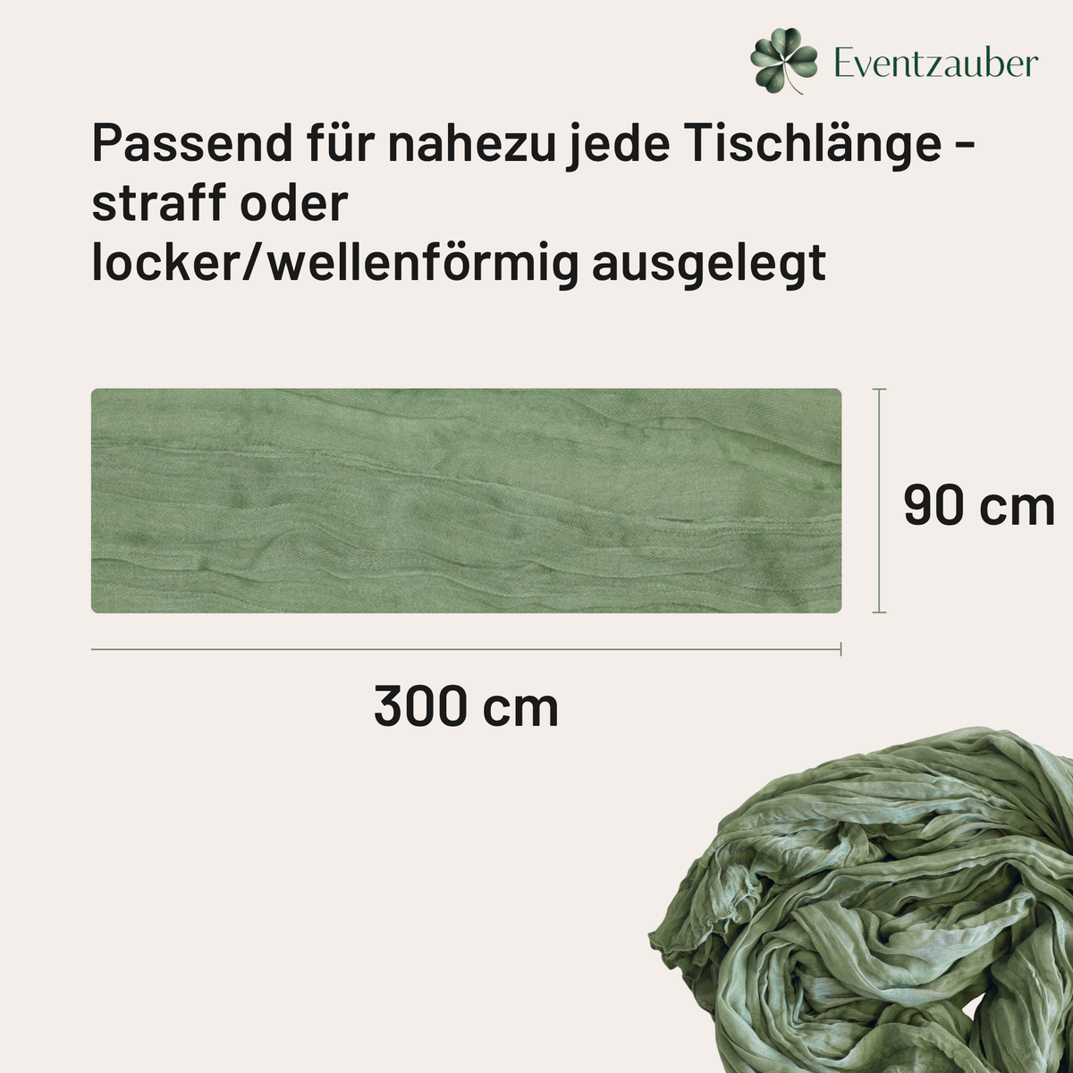 Tischläufer Musselin Käsetuch 90x300cm - Salbeigrün